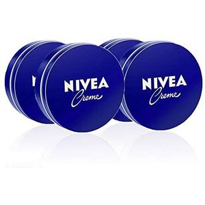 NIVEA Crème in verpakking van 4 (4 x 75 ml) vochtinbrengende crème voor lichaam en gezicht voor het hele gezin, universele crème voor zachte en gehydrateerde huid, multifunctionele crème