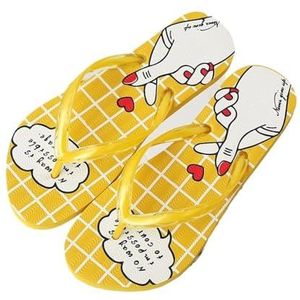 fengqingyunyan0304 Slide, zomerstrandslippers voor mannen en vrouwen, strandslippers met zachte zool, voor heren, Geel, 40 EU