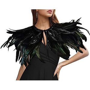 Zwarte Natuurlijke Veer Cape Gotische Sjaal Malafide Raven Kostuum