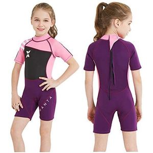 NATYFLY Neopreenpak kinderen 2,5 mm neopreen thermisch badpak jongens meisjes lange / korte mouwen duikpak rug ritssluiting eendelige badkleding