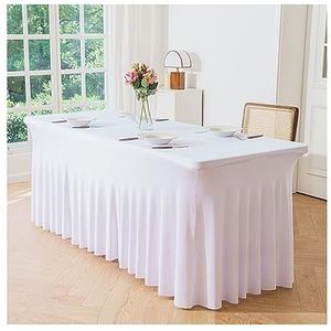 FANIVIN 5 stuks tafelrokken, elastisch, ideaal voor tuinverjaardagen, kerstfeesten, wit, 183 x 76 x 75 cm