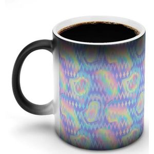 Abstracte Holografische Geometrische Warmte Veranderende Koffie Mok Keramische Warmtegevoelige Magische Grappige Gift voor Vrouwen Mannen 12oz