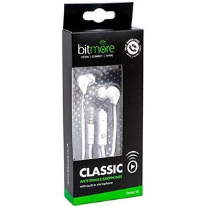 Bitmore Classic in-ear Canal hoofdtelefoon met in-line microfoon, pauze controle en gel - zwart PARENT zwart wit