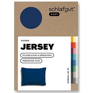 Schlafgut Easy Jersey kussensloop, 70x90 cm, Blue Deep, 100% katoen, superzachte en ademende hoofdkussensloop, 70x90 cm