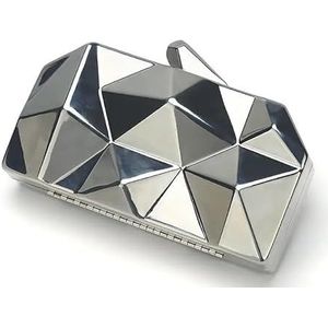 DCNIYT Vrouwen Tas Zomer Nieuwe Europese en Amerikaanse Mode Diamant Metalen Tassen Crossbody Ketting Kleine Vierkante Tas Hoge End Banket Tas, Zilver, Eén maat