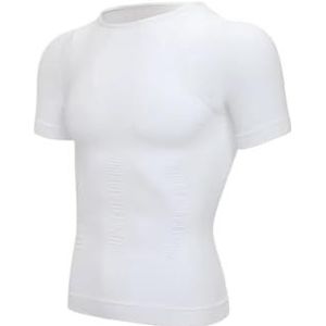 Shapewear Mannen Afslanken Body Shaper Buikcontrole Shapewear Man Shapers Modellering Ondergoed Taille Trainer Correctie Houding Vest Korset voor Dagelijkse Training (Wit Met Mouwen, Aziatisch (M