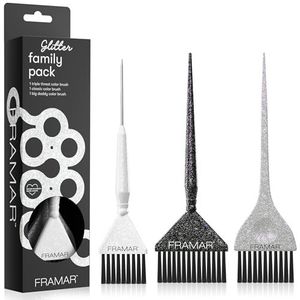 Framar - Family Pack Brush Set Glitter - 3 Stuks - Haarverf Borstels