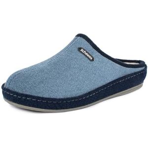 SCHAWOS Lisa Vilten pantoffels voor dames, warm gevoerd, scheerwol met voetbed, vaste zool, antislip, marine 10w, 36 EU