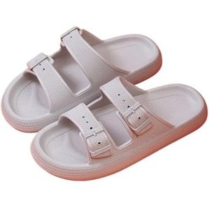 UBOHUZ Gesp Slippers Vrouwen Thuis Zachte Zool Slides Sandalen Vrouw Zomer Antislip Strand Slippers Voor Badkamer, Zwembad, Grijs, 44/45 EU