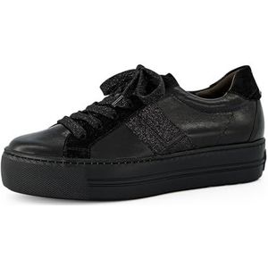 Paul Green - Sneakers - Zwart - Leer - Vetering met 6 Gaten