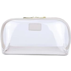 Pvc Transparante Tas PU Lederen Reizen Cosmetische Tas Set Waterdichte Make-up Borstel Opbergtas Draagbare Transparante PVC TPU Make-up Zakken Clear Tote Bag, Wit L, Eén maat