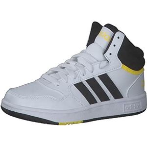 adidas Hoops Mid 3.0 K sneakers voor jongens, Ftwr White Core Black Beam Yellow, 39 1/3 EU