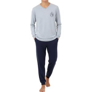 In One Clothing Lange jongenspyjama, zachte single-jersey van 100% katoen, grijs gemengd, 176