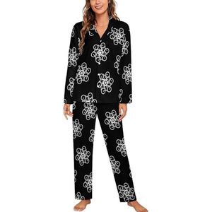 Fiets Cirkel Vrouwen Lange Mouw Button Down Nachtkleding Zachte Nachtkleding Lounge Pyjama Set S