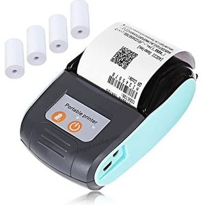 Handheld Inkjet -printer Draadloze Draagbare Mini Handheld 58mm Bluetooth Mobiele Telefoon Android POS PC Pocket Bill Impresoras Thermische Bonprinter Snel afdrukken zonder vertraging(Blue set)