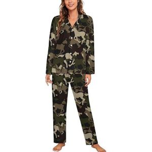 Mooie Camouflage Paard Lange Mouw Pyjama Sets Voor Vrouwen Klassieke Nachtkleding Nachtkleding Zachte Pjs Lounge Sets