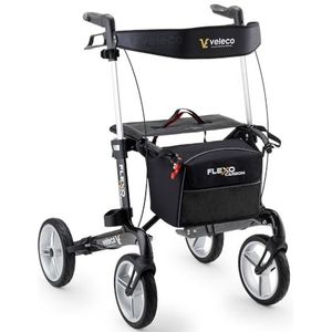 Veleco - Flexo - Opvouwbare Rollator - Zwart - 4-Wiel en Lichtgewicht