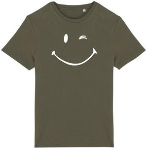 Smiley T-shirt - voor heren - bedrukt in Frankrijk - 100% biologisch katoen - origineel grappig verjaardagscadeau, Kaki, XL