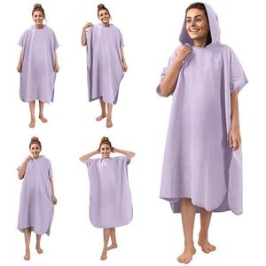 JEMIDI microvezel badponcho voor dames - Met capuchon - Sneldrogend en licht - Maat S/M in lila