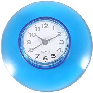 Zuignap Waterdichte Ronde Mini Wandklok Quartz Klokken Decoratie voor Badkamer Keuken Woonkamer Slaapkamer (Blauw)