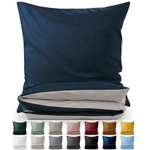 Blumtal Zacht beddengoed 140 x 220 cm en kussensloop 50 x 70 cm, microvezel dekbedovertrekset, 2-delig, Dark Ocean Blue (blauw)/Moonlight Grey (grijs)