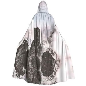 Womens Mens volledige lengte carnaval cape met capuchon cosplay kostuums mantel, 185 cm bergen wolken