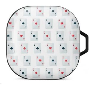 Vier azen speelkaarten pak oordopjes hoesje compatibel met Samsung hard shell beschermhoes zwart stijl