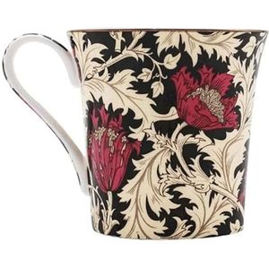 Mok Vintage afdrukken mok koffiekopje met handvat, grote 400 ml keramische koffiekopje, creatieve theekop for koffie melksap thee Met handvatten(Purple)