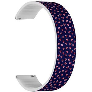 Solo Loop Strap Compatibel met Amazfit Bip 3, Bip 3 Pro, Bip U Pro, Bip, Bip Lite, Bip S, Bip S lite, Bip U (rood marineblauw hartvormige dag) Quick-Release 20 mm rekbare siliconen band band