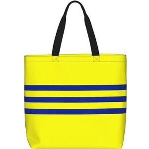 EdWal Piraten Vlag Print Tote Bag Voor Vrouwen Schoudertassen Grote Boodschappen Handtas Crossbody Tas Voor Werk Reizen Winkelen, Gele en blauwe strepen, Eén maat