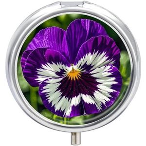 Viooltje Perfection Pillendoosje Waterdichte Draagbare Geneeskunde Pillendoosje Vochtbestendig Metalen Reizen Pillendoos met 3 Compartimenten Medicijnkoffer