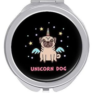 Pug Eenhoorn Hond Compacte Kleine Reizen Make-up Spiegel Draagbare Dubbelzijdige Pocket Spiegels voor Handtas Purse