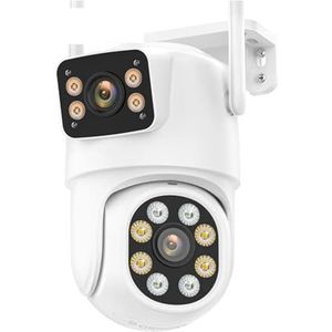 Bewakingscamera, PTZ-camera 8MP 4K HD Dual Lens Dual Screen 4MP HD Outdoor Draadloze IP-camera AI Menselijke Detectie P2P Videobewaking(8MP NO SD Card)