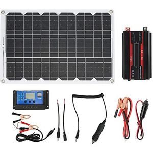 Zonnepaneel Systeem met Kleurendisplay Dual USB4.2A 18W18V Zonnepaneel 30A12V 24V Solar Controller Inverter voor Camping (12V tot 230V)