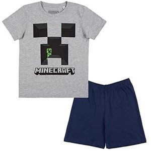 Minecraft Kids Creeper pyjama voor heren, grijs gemêleerd/wit, booswicht, fanmerch, gaming, grijs, 140
