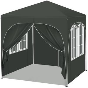 WOLTU Opvouwbaar paviljoen, 2 x 2 m, met 4 afneembare wanden, zonwering UPF 50+, metalen frame, winddicht, 3 hoogte-instellingen, tuintent, camping/strand, grijs