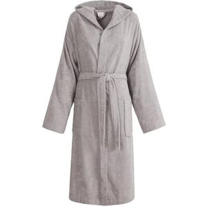 Badjas voor dames en heren van microbadstof, 100% katoen, 260 g, met capuchon en zakken Journey (IT, tekst, XXL, regular, 5 grijs), Grijs