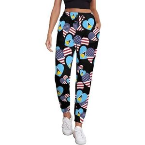 Saint Lucia US Flag Joggingbroek Voor Vrouwen Hoge Taille Joggers Casual Lounge Broek Met Zakken Voor Workout Running