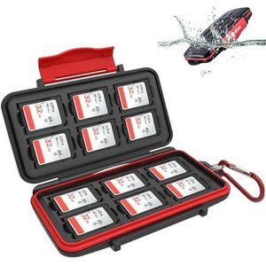 Kiorafoto 12 Slots SD-kaarthouder Professionele Waterbestendig Anti-Shock voor SD SDHC SDXC Geheugenkaart Case Houder Opbergdoos Portemonnee, Klein en Draagbaar