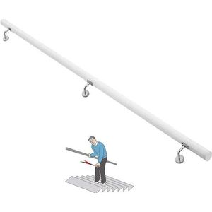 Leuningen voor trappen met beugels, 30 600cm witte wandgemonteerde leuningen for trappen met antislip steunbalk(12ft/360cm)