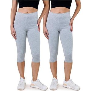 SES Capri leggings voor dames, verpakking van 2 stuks, maat 32-34 tot 56-58, ondoorzichtige capri-legging voor dames, elastische damesleggings, 3/4 lang, katoen, caprilegging met perfecte pasvorm,