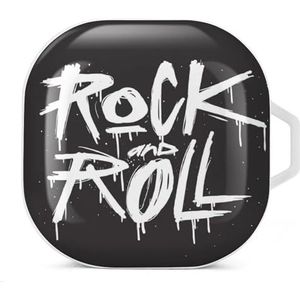 Rock And Roll Oordopjes Hoesje Compatibel met Samsung Hard Shell Beschermhoes Wit-Stijl