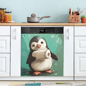 Groene rol papier pinguïn vaatwasser deurhoezen schoon vuil magnetische koelkast cover keuken apparaat keuken apparaat decor 58 x 66 cm
