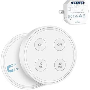 LoraTap Draadloze schakelaarset, met timer 10 minuten, 30 minuten, wisselschakelaar, ontvanger 2500 W, radiozender 868 MHz, wandschakelaar voor VMC-verlichting