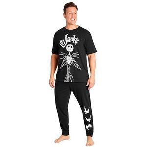 Disney Herenpyjama, Jack Skellington, Donald Duck, Grompy, herennachtkledingset met T-shirt en lange broek pyjama, M-3XL loungekleding, Zwarte Jack, M