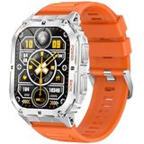 SMARTY2.0 - Smartwatch SW074B - spraakassistent, bluetooth-oproepen, stappenteller, 18 sportmodi, 1,96-inch display - siliconen band - afmetingen 57 x 43,5 x 13,8 mm, kleur: oranje en wit