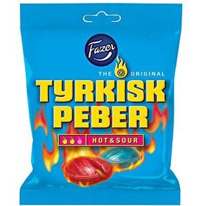 Fazer Tyrkisk Peber Hot & Sour - Original - Fins - Fruit - Peper - Salmiak - Salmiac - Zoute zoethout - Zoethout - Snoepjes - Zoetigheid - Zak 150g