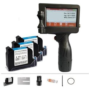 Handbediende Inkjetprinter, Slimme handheld printer, nummerbord QR-code label plastic kartonnen printer, draagbare thermische inkjetprinter Slim Sneldrogend Printen (Color : Printer 3 black ink, Siz