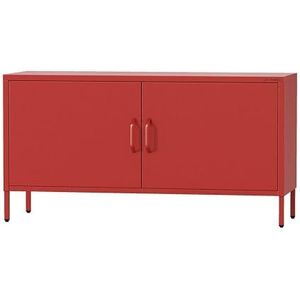 Jan Nowak TV-kast, televisiekast van metaal, roze, tv-meubel, woonkamer, slaapkamer, industriële loft-stijl, tv-tafel met deuren en opbergruimte, 115 x 59,5 x 40 cm, rood