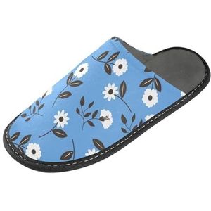 LI ZHI XIN Volwassen Pluche Slippers Dames Flanel Warme Huis Schoenen Met Antislip Mens Indoor Slippers Met PVC Zool Maat 4-11 Lente Bloemen Bloemen, Meerkleurig, 4/5 UK